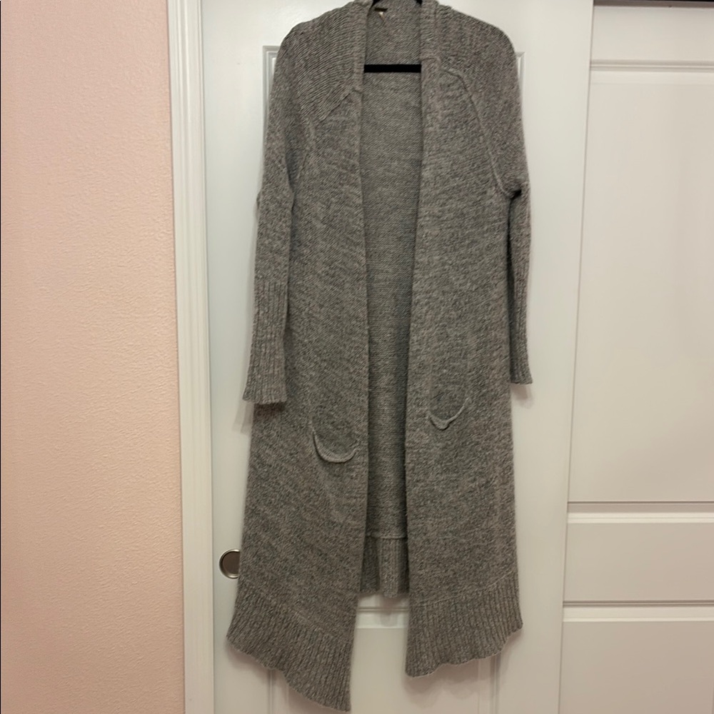 Gray Women's Long Cardigan Sweater